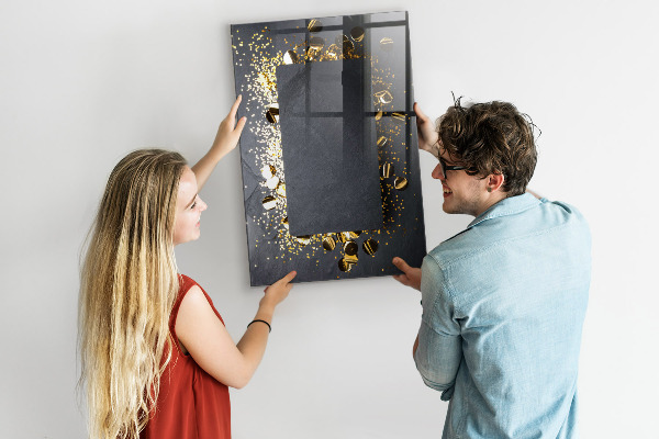 Decoratief glazen wandbord beschrijfbaar en magnetisch Een stijlvol bord voor notities en foto's
