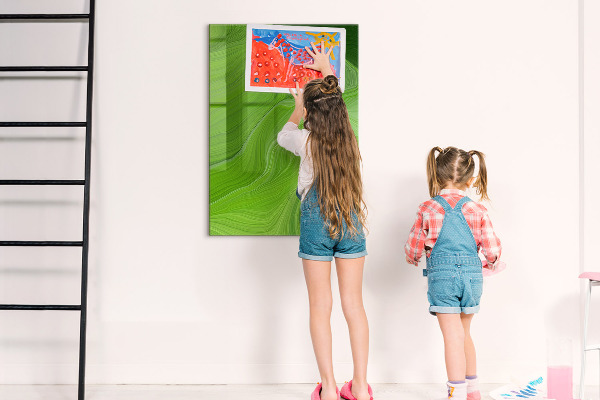 Memobord van glas met print inclusief neodymium magneten Groen bord voor foto's en notities