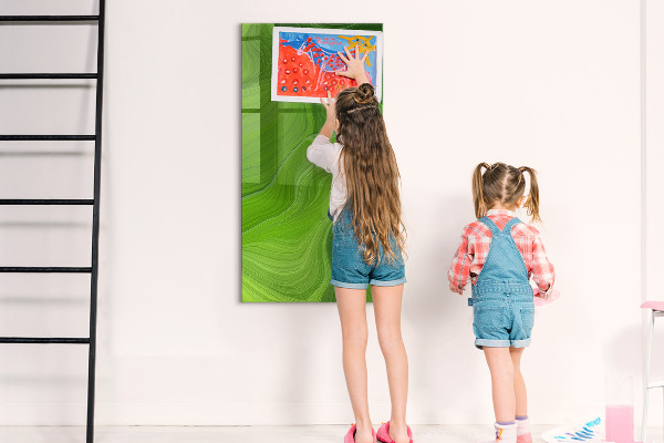 Memobord van glas met print inclusief neodymium magneten Groen bord voor foto's en notities