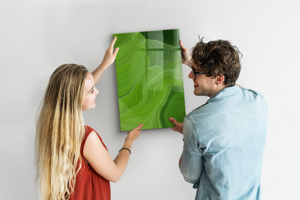 Memobord van glas met print inclusief neodymium magneten Groen bord voor foto's en notities