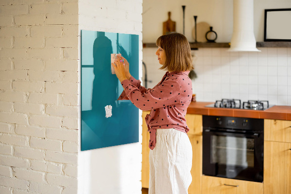Decoratief glazen wandbord beschrijfbaar en magnetisch Modulair bord voor notities en foto's