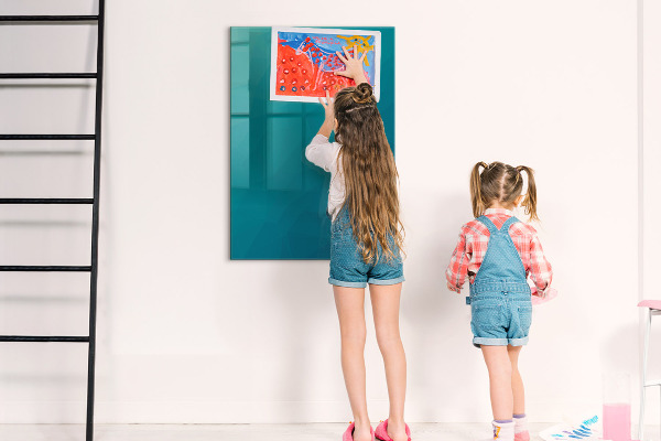 Decoratief glazen wandbord beschrijfbaar en magnetisch Modulair bord voor notities en foto's