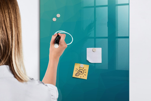 Decoratief glazen wandbord beschrijfbaar en magnetisch Modulair bord voor notities en foto's