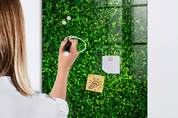 Decoratief glazen wandbord beschrijfbaar en magnetisch Groen fotoprikbord