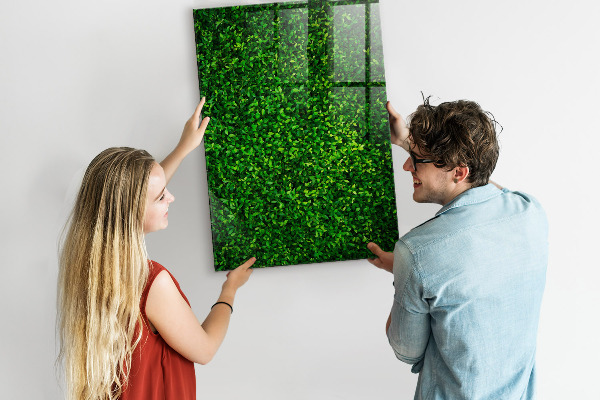 Decoratief glazen wandbord beschrijfbaar en magnetisch Groen fotoprikbord