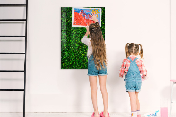 Decoratief glazen wandbord beschrijfbaar en magnetisch Groen fotoprikbord