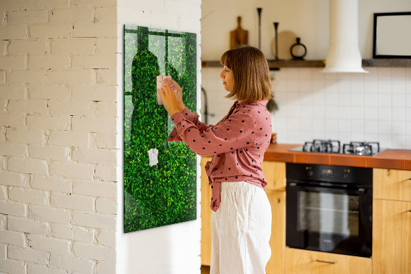 Decoratief glazen wandbord beschrijfbaar en magnetisch Groen fotoprikbord