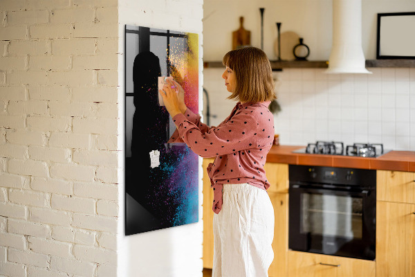 Memobord van glas met print inclusief neodymium magneten Een kleurrijk bord voor het presenteren van foto's