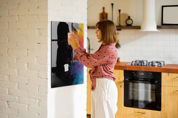 Memobord van glas met print inclusief neodymium magneten Een kleurrijk bord voor het presenteren van foto's