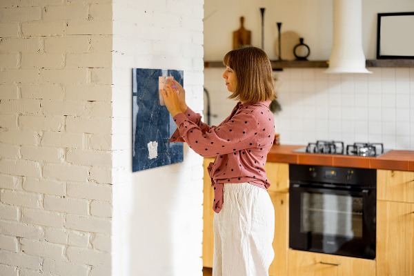 Decoratief glazen wandbord beschrijfbaar en magnetisch Modern prikbord voor notities en foto's