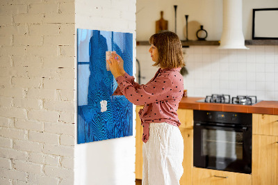Memobord van glas met print inclusief neodymium magneten Blauw bord voor foto's en notities