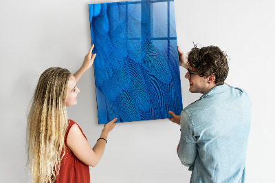 Memobord van glas met print inclusief neodymium magneten Blauw bord voor foto's en notities