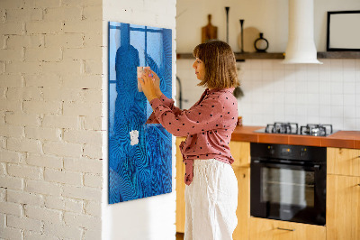 Memobord van glas met print inclusief neodymium magneten Blauw bord voor foto's en notities