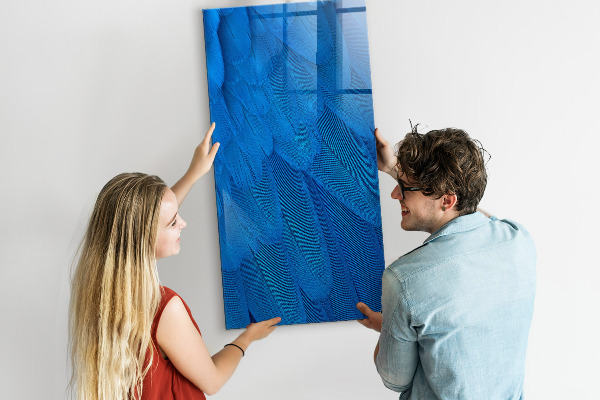 Memobord van glas met print inclusief neodymium magneten Blauw bord voor foto's en notities