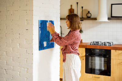 Memobord van glas met print inclusief neodymium magneten Blauw bord voor foto's en notities