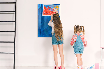 Memobord van glas met print inclusief neodymium magneten Blauw bord voor foto's en notities