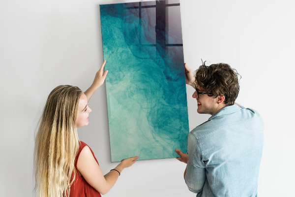 Decoratief glazen wandbord beschrijfbaar en magnetisch Een kleurrijk prikbord voor foto's en notities
