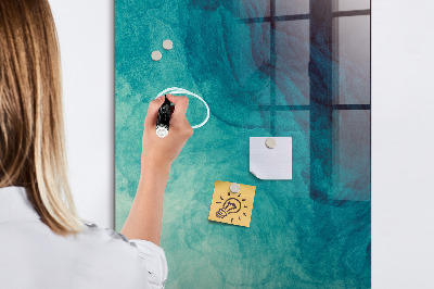 Decoratief glazen wandbord beschrijfbaar en magnetisch Een kleurrijk prikbord voor foto's en notities