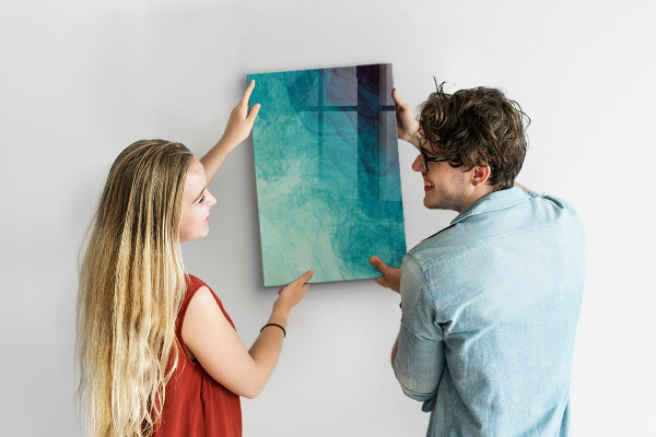 Decoratief glazen wandbord beschrijfbaar en magnetisch Een kleurrijk prikbord voor foto's en notities