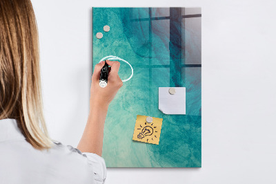 Decoratief glazen wandbord beschrijfbaar en magnetisch Een kleurrijk prikbord voor foto's en notities