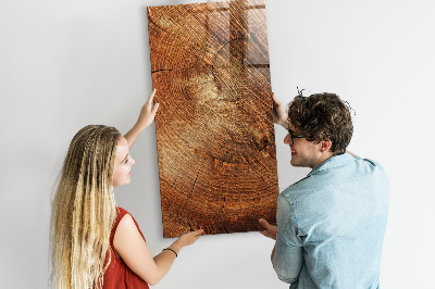 Decoratief glazen wandbord beschrijfbaar en magnetisch Memobord met houten motief