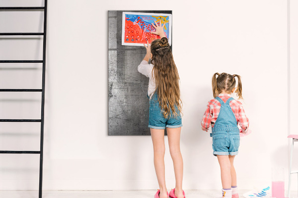 Decoratief glazen wandbord beschrijfbaar en magnetisch Modern prikbord voor foto's en notities