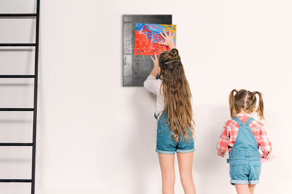 Decoratief glazen wandbord beschrijfbaar en magnetisch Modern prikbord voor foto's en notities