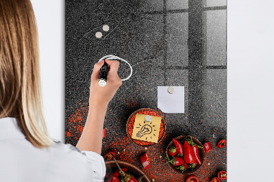 Memobord van glas met print inclusief neodymium magneten Pepper Kitchen Herinneringen