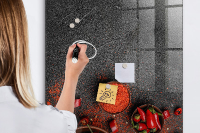 Memobord van glas met print inclusief neodymium magneten Pepper Kitchen Herinneringen