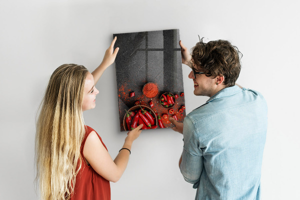 Memobord van glas met print inclusief neodymium magneten Pepper Kitchen Herinneringen