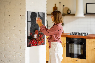 Memobord van glas met print inclusief neodymium magneten Pepper Kitchen Herinneringen