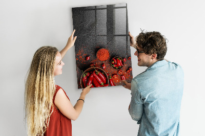 Memobord van glas met print inclusief neodymium magneten Pepper Kitchen Herinneringen