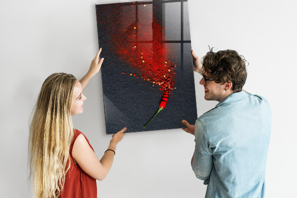 Decoratief glazen wandbord beschrijfbaar en magnetisch Een creatieve plek voor herinneringen en foto's