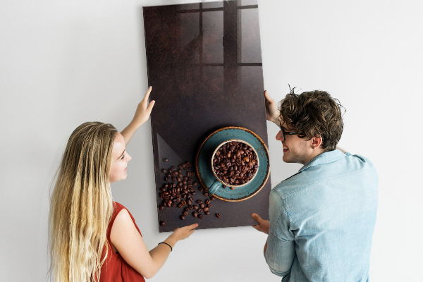 Decoratief glazen wandbord beschrijfbaar en magnetisch Een knusse plek voor herinneringen en aantekeningen.