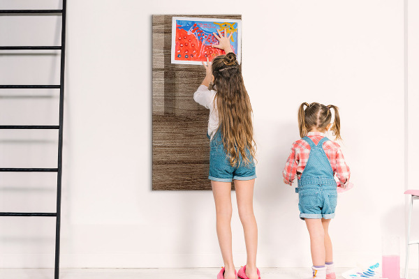 Decoratief glazen wandbord beschrijfbaar en magnetisch Modern prikbord voor foto's en notities