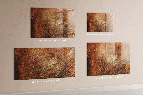 Decoratief glazen wandbord beschrijfbaar en magnetisch Memobord in rustieke stijl