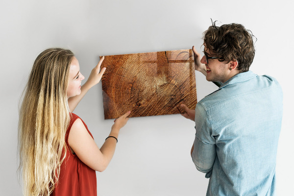 Decoratief glazen wandbord beschrijfbaar en magnetisch Memobord in rustieke stijl