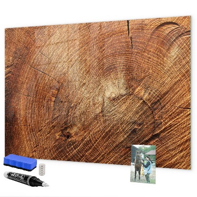 Decoratief glazen wandbord beschrijfbaar en magnetisch Memobord in rustieke stijl
