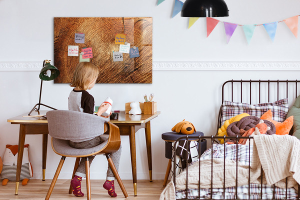 Decoratief glazen wandbord beschrijfbaar en magnetisch Memobord in rustieke stijl