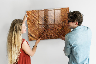 Memobord van glas met print inclusief neodymium magneten Foto-organizer op een houten plank