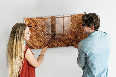 Memobord van glas met print inclusief neodymium magneten Foto-organizer op een houten plank