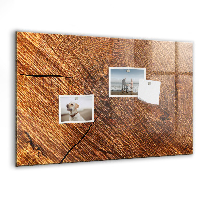 Memobord van glas met print inclusief neodymium magneten Foto-organizer op een houten plank