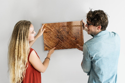 Memobord van glas met print inclusief neodymium magneten Foto-organizer op een houten plank
