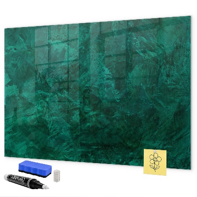 Memobord van glas met print inclusief neodymium magneten Groen bord voor notities en foto's
