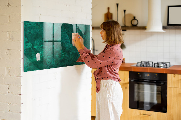 Memobord van glas met print inclusief neodymium magneten Groen bord voor notities en foto's