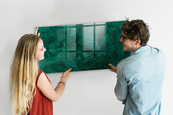 Memobord van glas met print inclusief neodymium magneten Groen bord voor notities en foto's