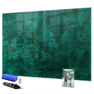 Memobord van glas met print inclusief neodymium magneten Groen bord voor notities en foto's