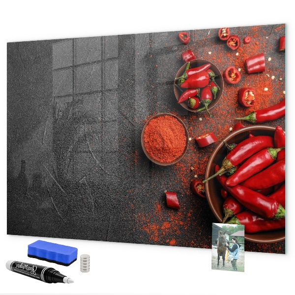 Memobord van glas met print inclusief neodymium magneten Gezellige herinneringen aan de keuken en de natuur
