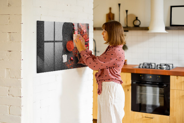 Memobord van glas met print inclusief neodymium magneten Gezellige herinneringen aan de keuken en de natuur