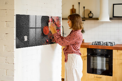Memobord van glas met print inclusief neodymium magneten Gezellige herinneringen aan de keuken en de natuur